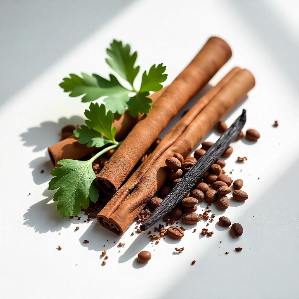 Cinnamon, vanilla and benzoin represent the olfactory notes of the perfume.