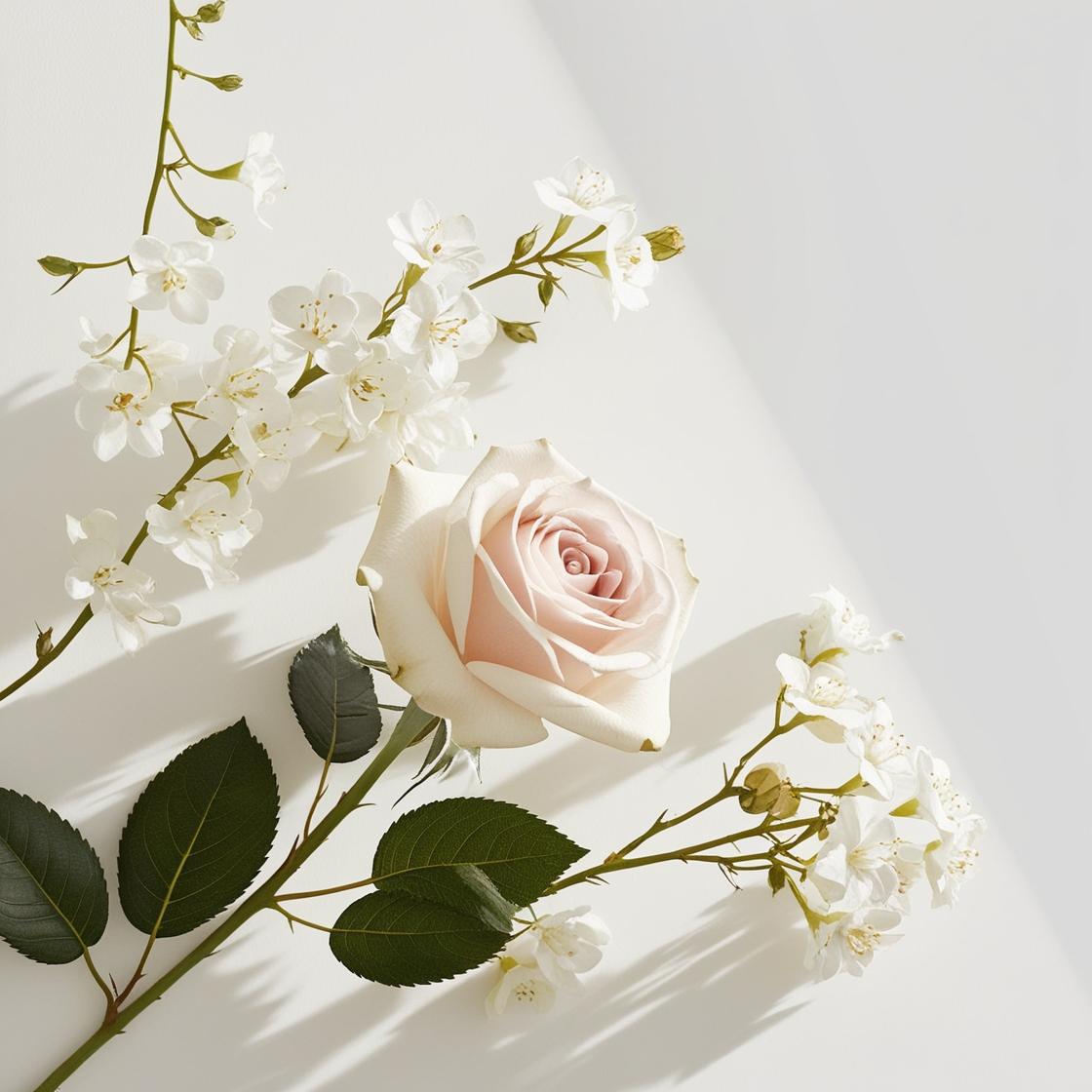 Rose and jasmine represent the olfactory notes of the perfume.