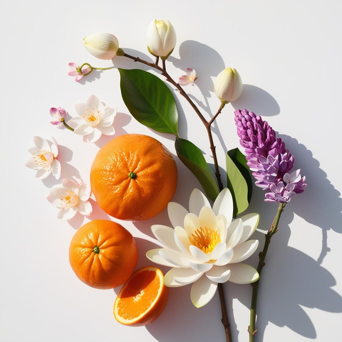 Clementine, lotus flower and lilac represent the olfactory notes of the perfume.