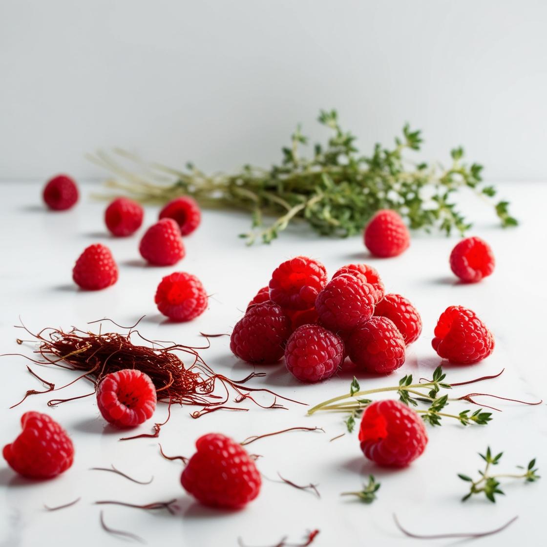 Raspberry, saffron and thyme represent the olfactory notes of the perfume.
