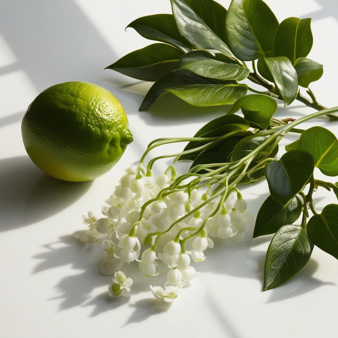 Olfactory notes of the perfume with fresh lime and lily