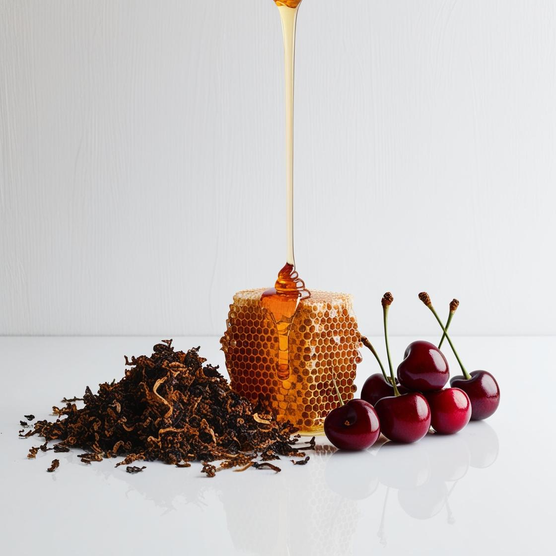Thousand, cherry and tobacco represent the olfactory notes of the perfume.