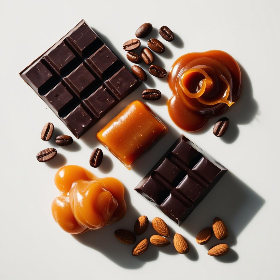 Chocolate, almond and caramel represent the olfactory notes of the perfume.
