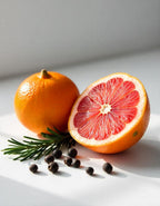 Orange and grapefruit represent the olfactory notes of the perfume.