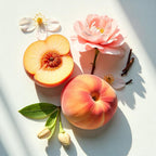 Peach, marigold and jasmine represent the olfactory notes of the perfume.