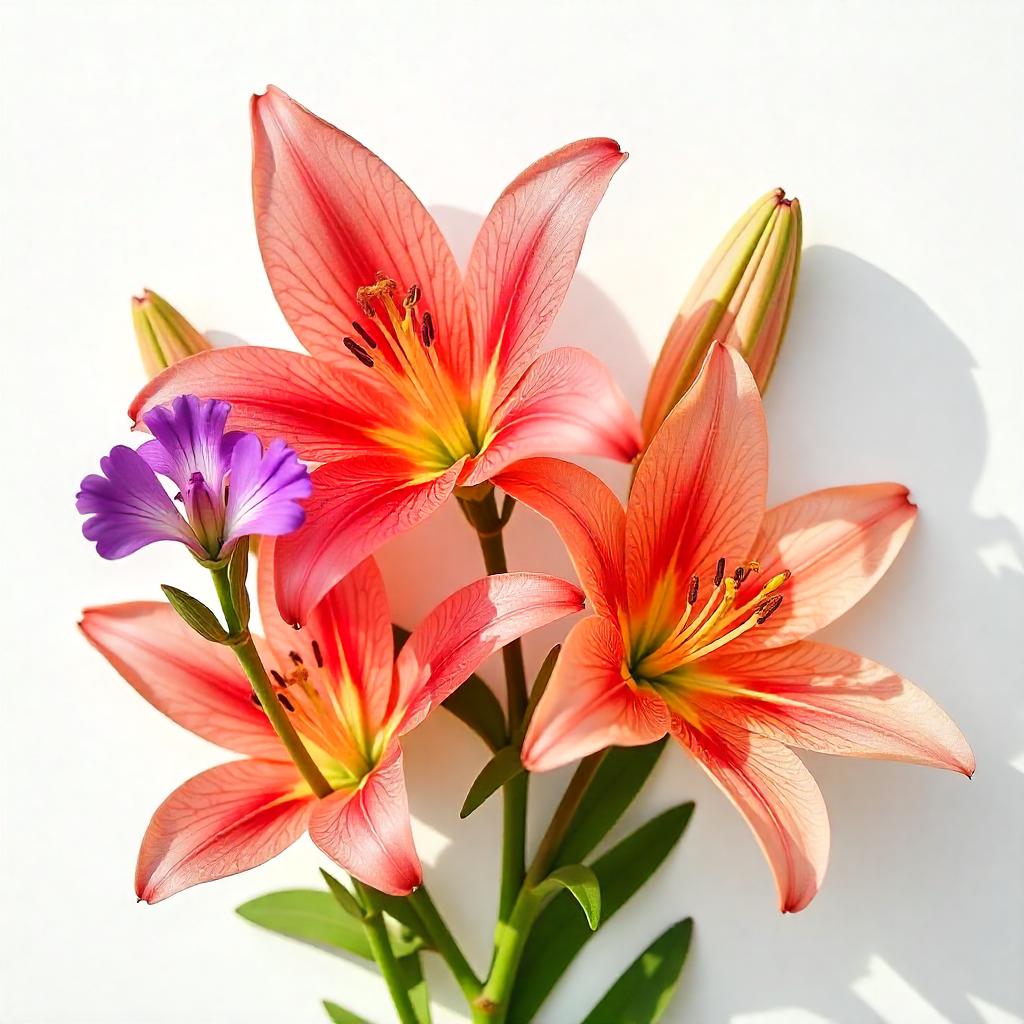 Violet and lily representing the olfactory notes of the perfume.