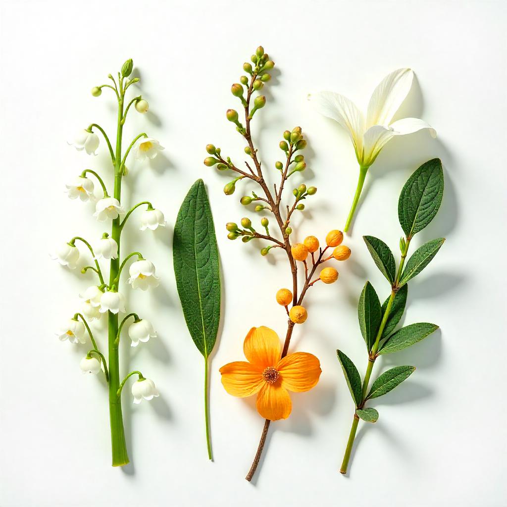 Lily and sage representing the olfactory notes of the perfume.