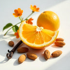 Orange, Grasse rose and almond represent the olfactory notes of the perfume.