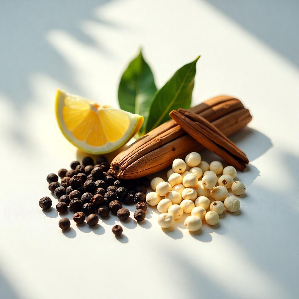 White pepper, black pepper and cocoa represent the olfactory notes of the perfume.
