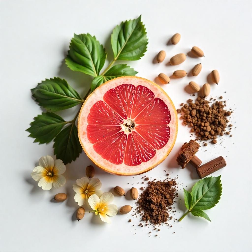 Grapefruit and basil represent the olfactory notes of the perfume.