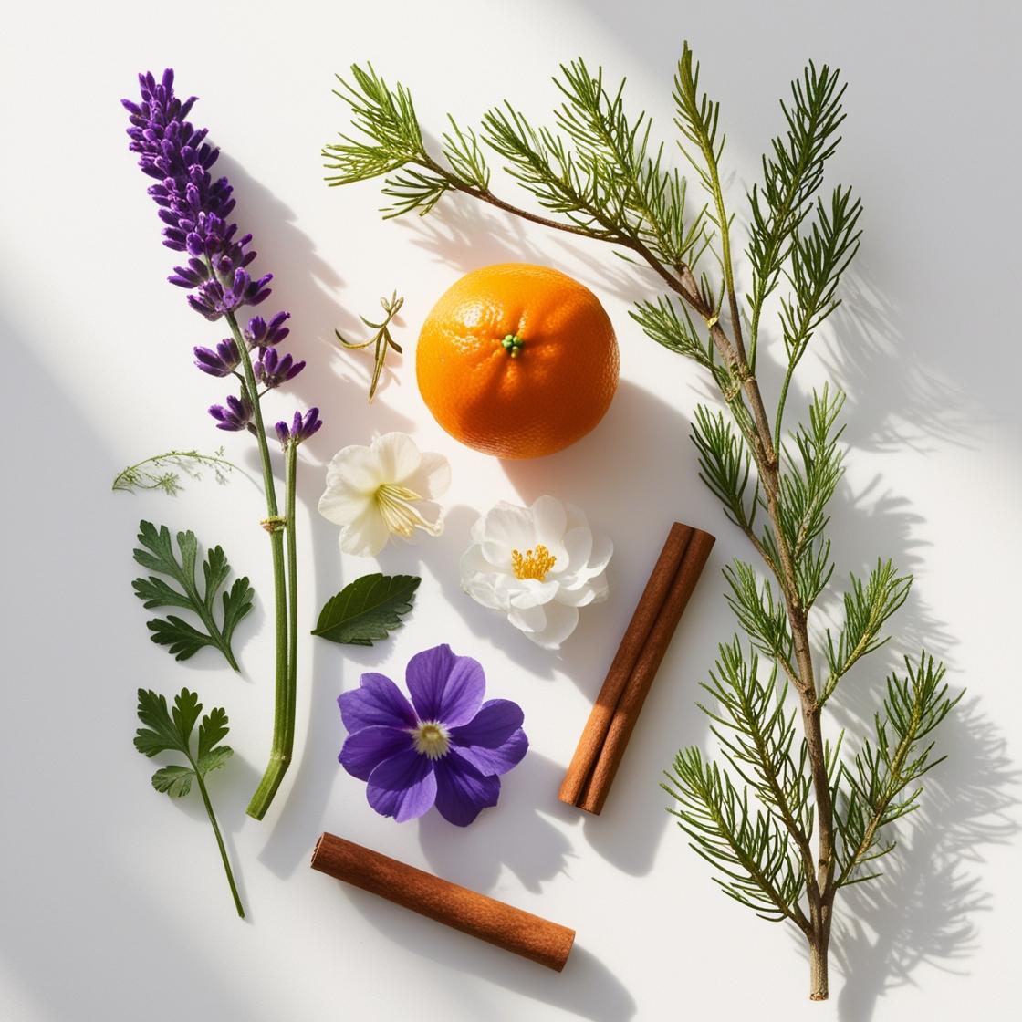 Mandarin, lavender, violet and cinnamon represent the olfactory notes of the perfume.