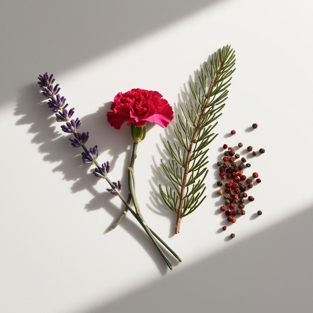 Lavender, pine and pepper represent the olfactory notes of the perfume.