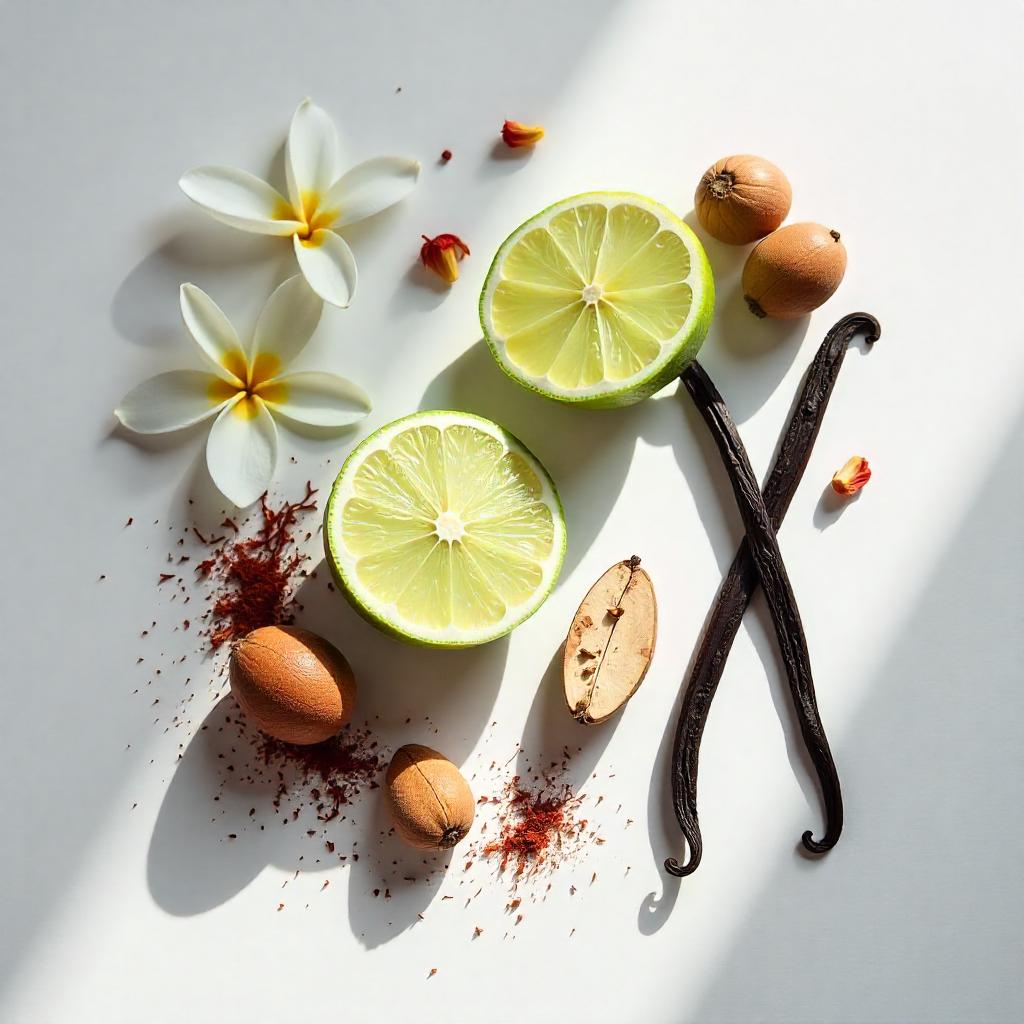 Lime, walnut, jasmine and vanilla represent the olfactory notes of the perfume.