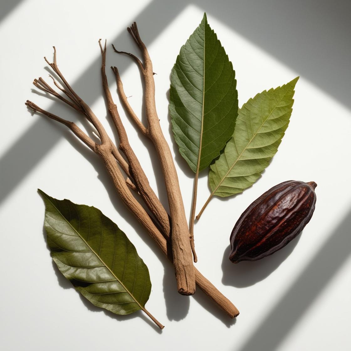 Vetiver, wood and cocoa representing the olfactory notes of the perfume.