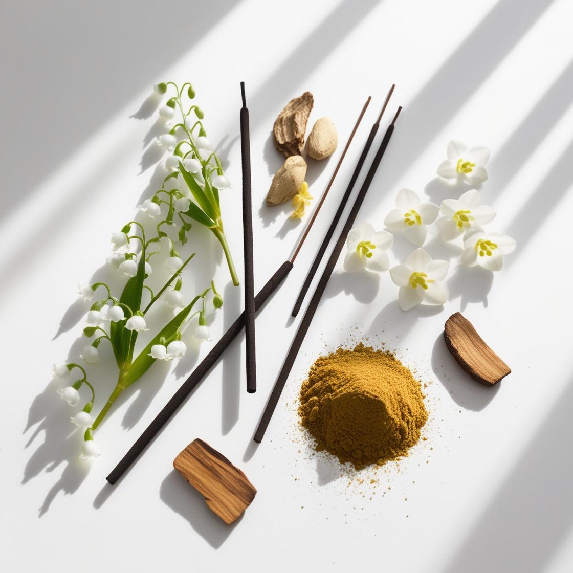 Frankincense, jasmine and myrrh represent the olfactory notes of the perfume.