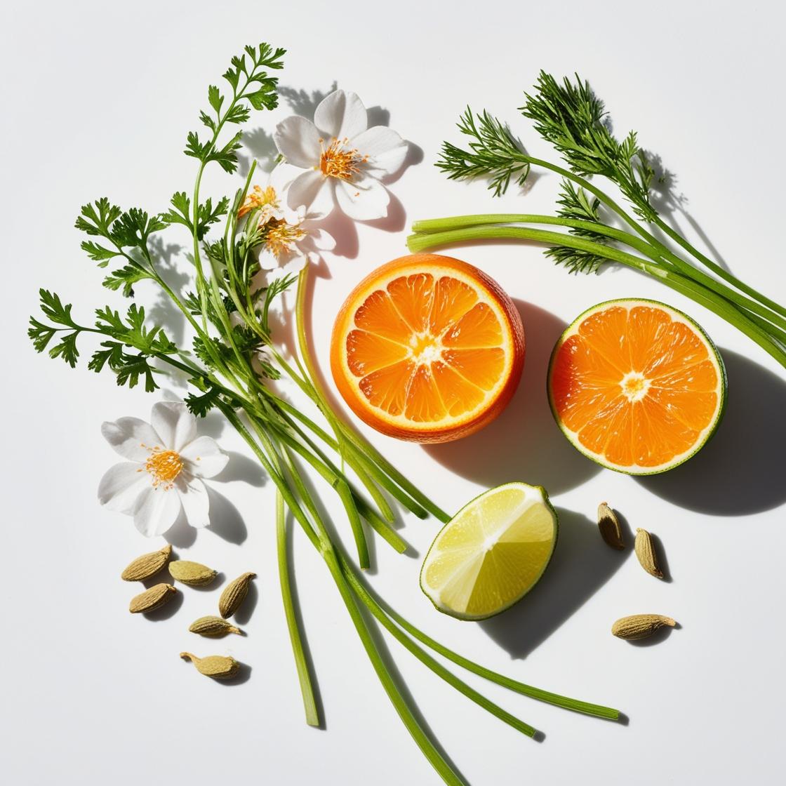Mandarin, lime, bergamot and jasmine represent the olfactory notes of the perfume.