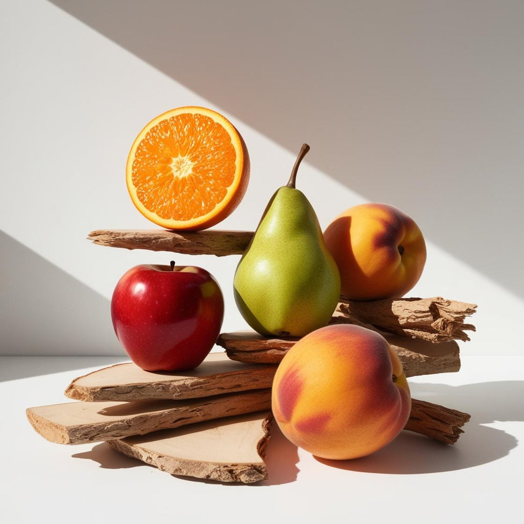 Cedar, pear, red apple and orange represent the olfactory notes of the perfume.