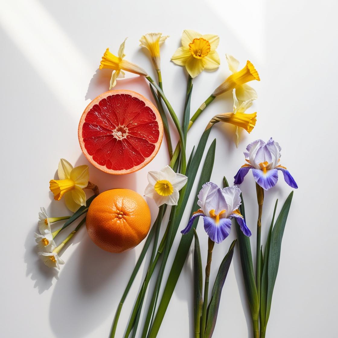 Grapefruit, narcissus and lily represent the olfactory notes of the perfume.