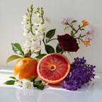 Grapefruit, orange blossom, rose and violet represent the olfactory notes of the perfume.