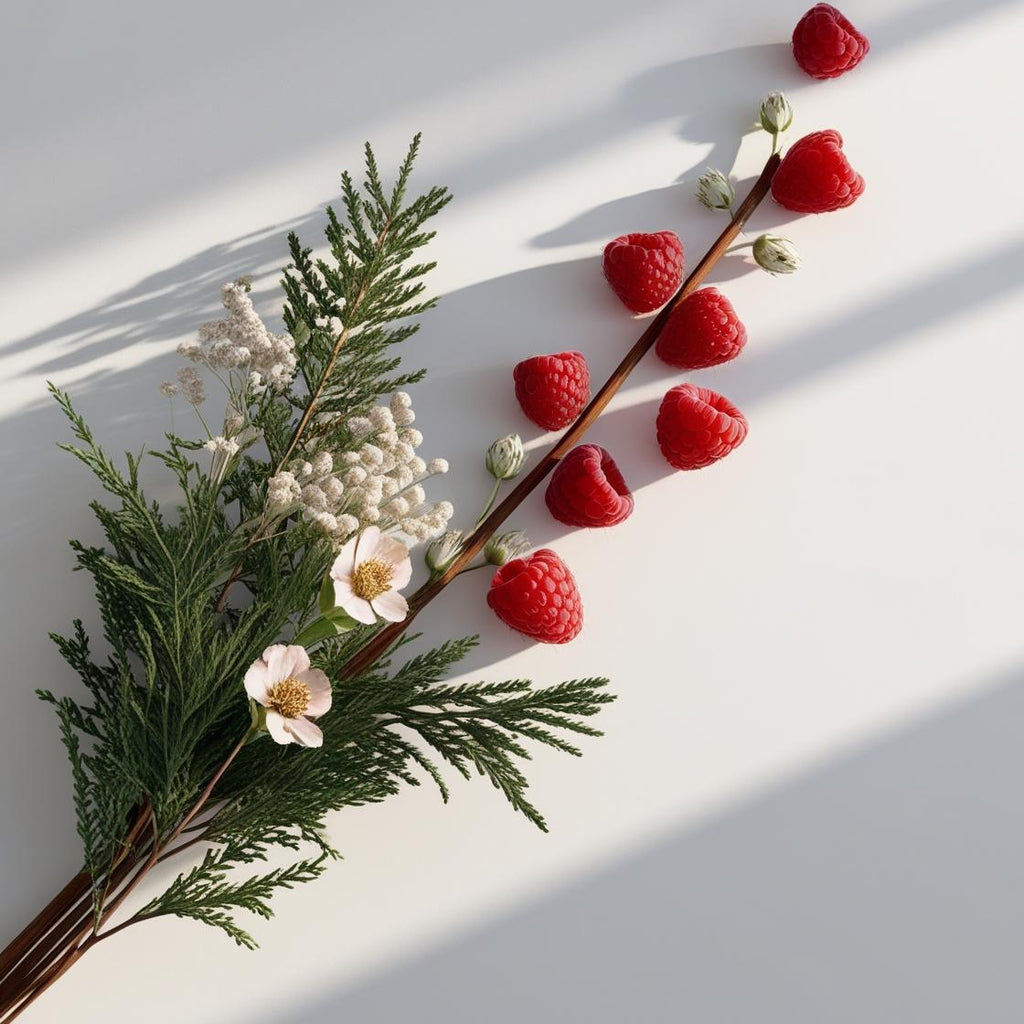 Cedar and raspberry represent the olfactory notes of the perfume.